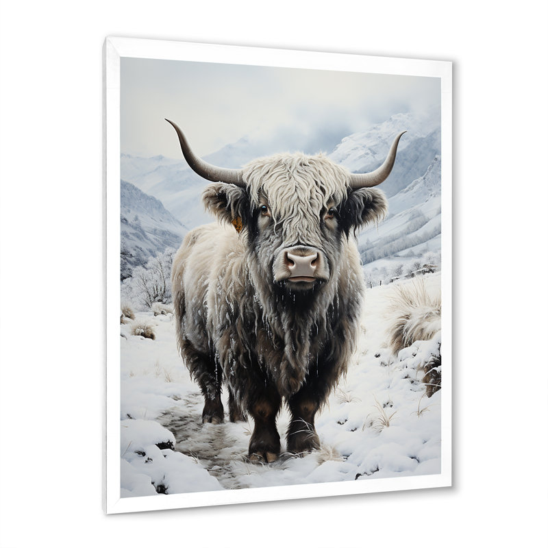 Portrait de yaks gris et blanc II, reproduction sur toile, Blanc, H 20 po x l 12 po x P 1 po