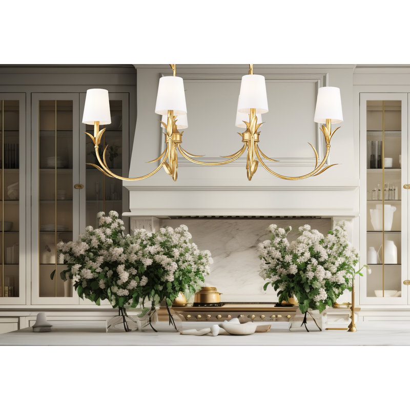 Lustre linéaire à 6 lumières Aslin, Feuille d’or