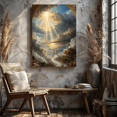 Canvas Wall Art Celestial Ascension Canvasangelic Figures In Heavenly Portal Ready To Hang Gallery Wrapped Home Decor Modern Design