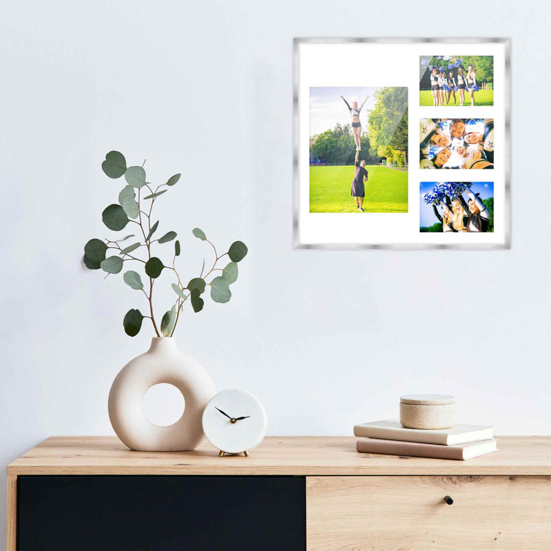 Cadre en bois, Argent/blanc