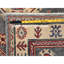Tapis gris clair 2 pi 10 po x 18 pi 7 po, teinture végétale, tissage plus dense, style Kazak avec médaillons géométriques