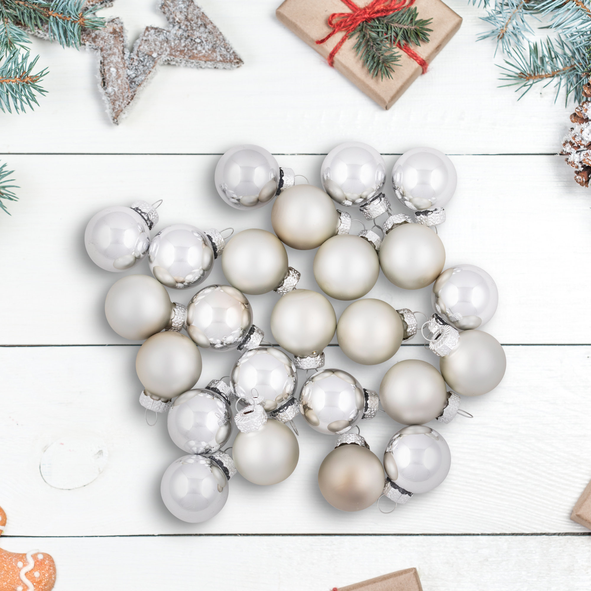 Christmas 22-Finish Glass Christmas Ball Ornaments, Silver