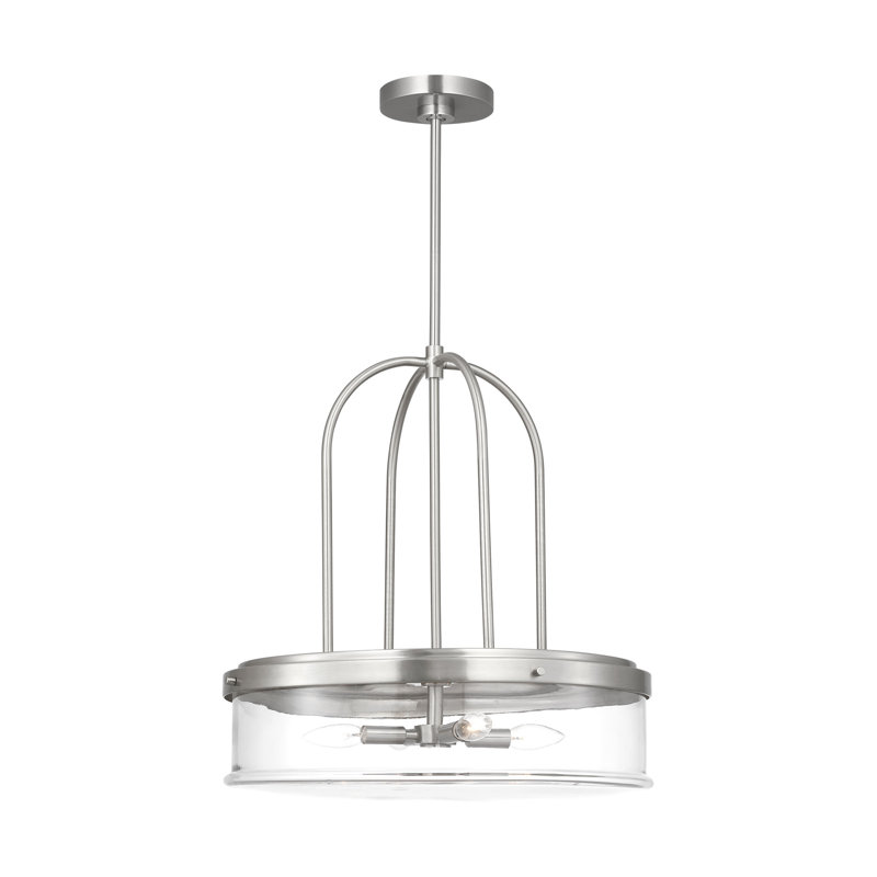 Anders 4 Light Dining Room Pendant In Brushed Nickel Finish With Clear Shade, Brushed Nickel