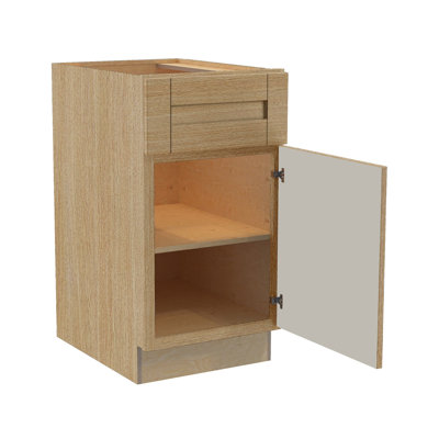 Gallery Express Mercer Plywood Assembled 18 in W x 24 in D x 34.5 in H Base Kitchen Cabinet with Drawer Right in Straw