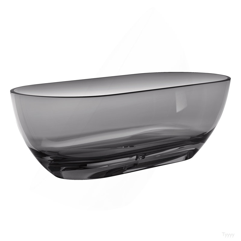 69 Inch Solid Surface Soaking Bathtub - Deep Soak Freestanding Tub, Matte Gray