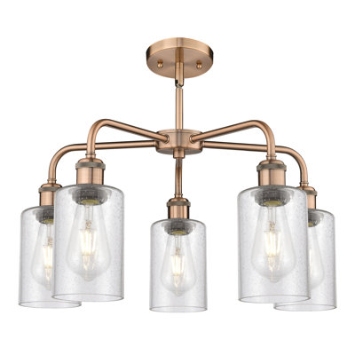 Ervine 5 - Light Steel Dimmable Cylinder Chandelier