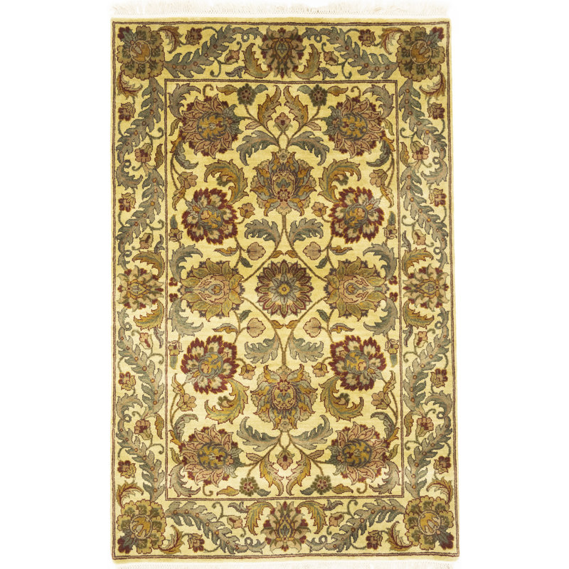 Tapis oriental doré 4 x 6 pi 5 po Agra Jaipur