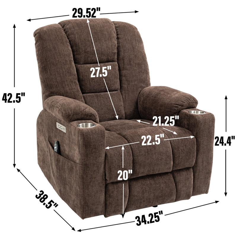 Arpiar Upholstered Recliner, Brown