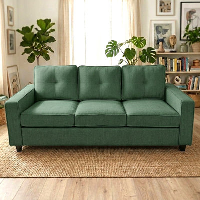 Chenille 3-Seater Sofa with Removable Cushions
