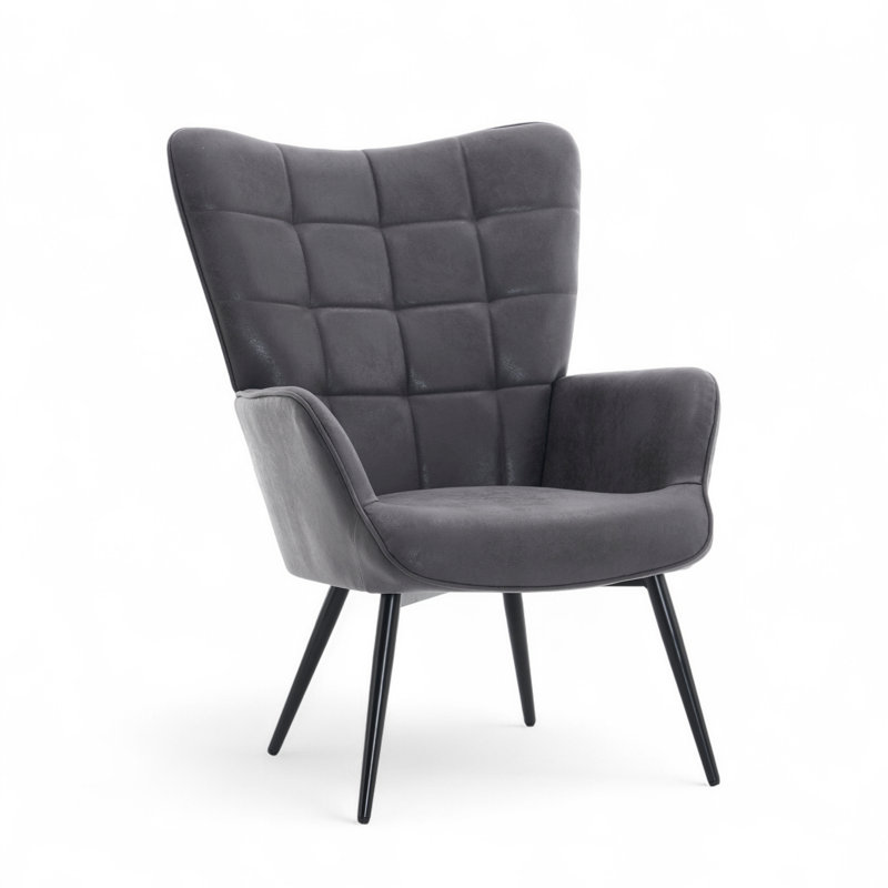 Upholstered Wingback Chair, Grey