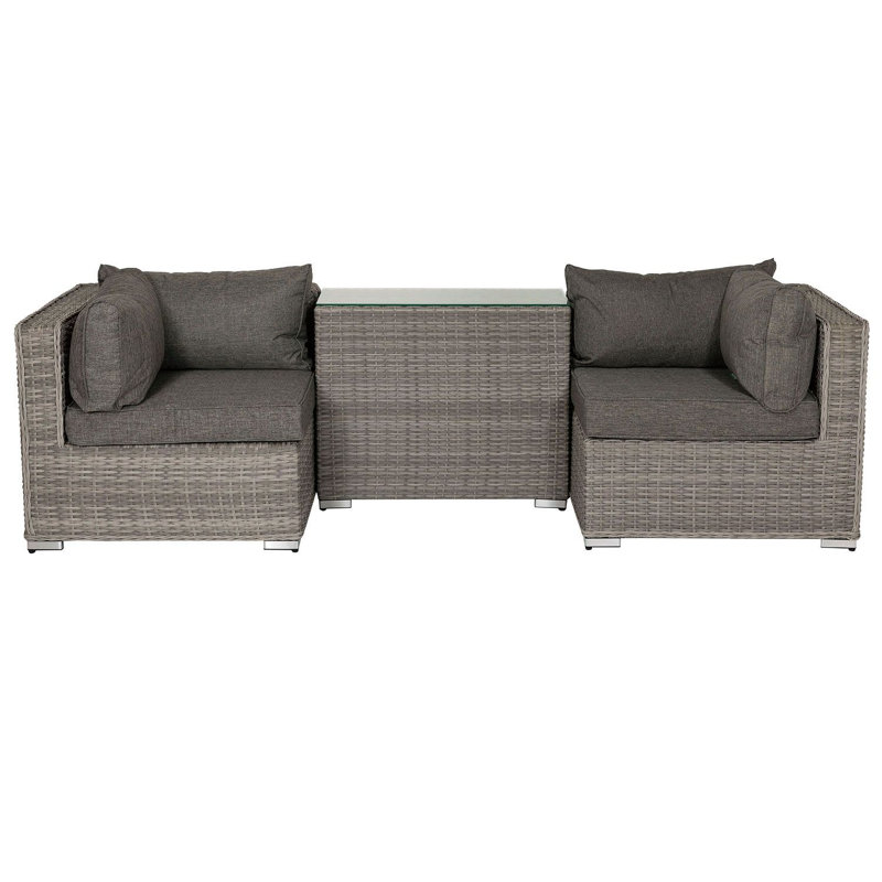 Finch 2 Seater Rattan Sofa Set, Grey