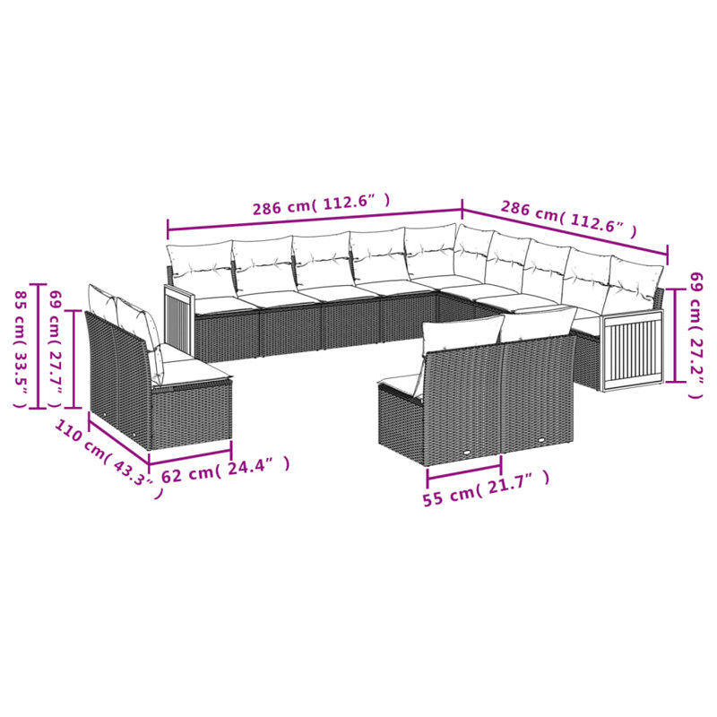 Ensemble de canapé de jardin Vidaxl