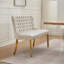 Banc en velours pour causeuse double pour la salle à manger, sièges de cuisine et de salle à manger, banc capitonné à 2 places avec boutons faits à la main, dossier à oreilles, pieds en acier plaqué or, ensemble Mid-Century moderne, beige, SW1602BG