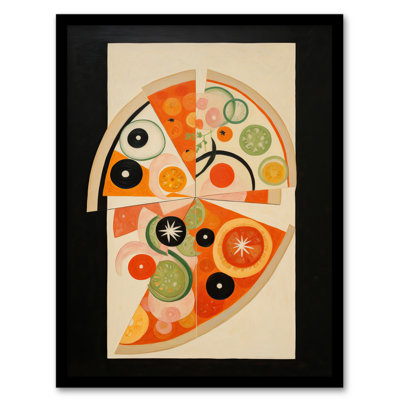 Margherita Extra Olives Kandinsky Inspired Abstract Pizza - Single Picture Frame Print