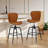 Swivel Adjustable Height Set of 2 Bar Stools Modern Faux Leather Counter Stool Bar Dining Chairs With Back Metal Support Bar Stool For Kitchen Island Pub