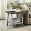 Table d'appoint contemporaine aux tons gris et noyer vieilli, au design élégant.
