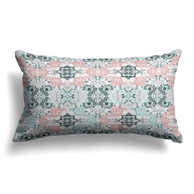 Vibrant Botanicals  Rectangular Throw Pillow, Pink/Blue