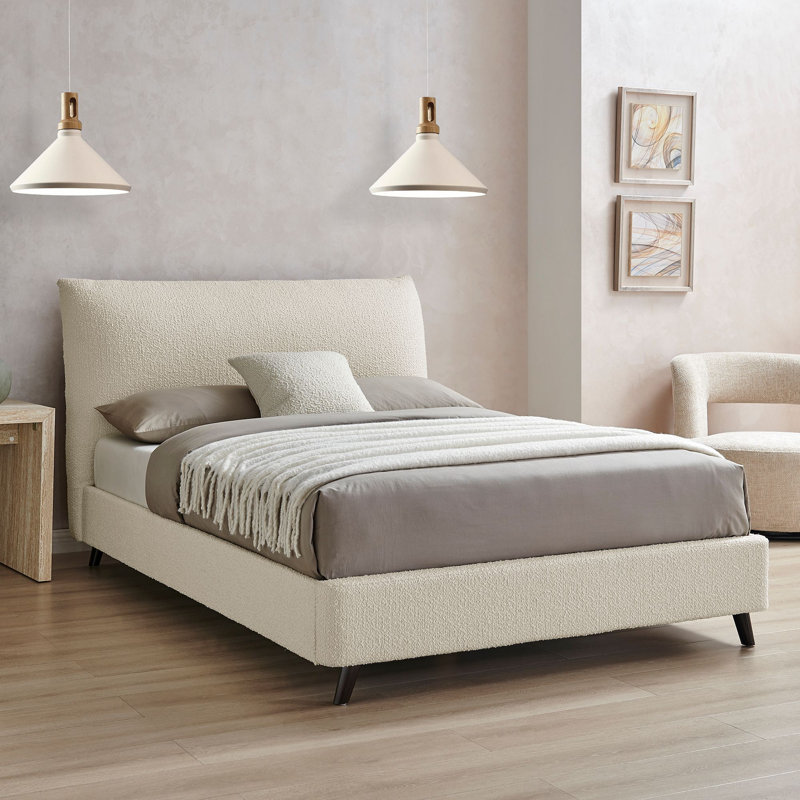 Kerns Upholstered Twill Bed Frame, Kingsize (5'), Ivory