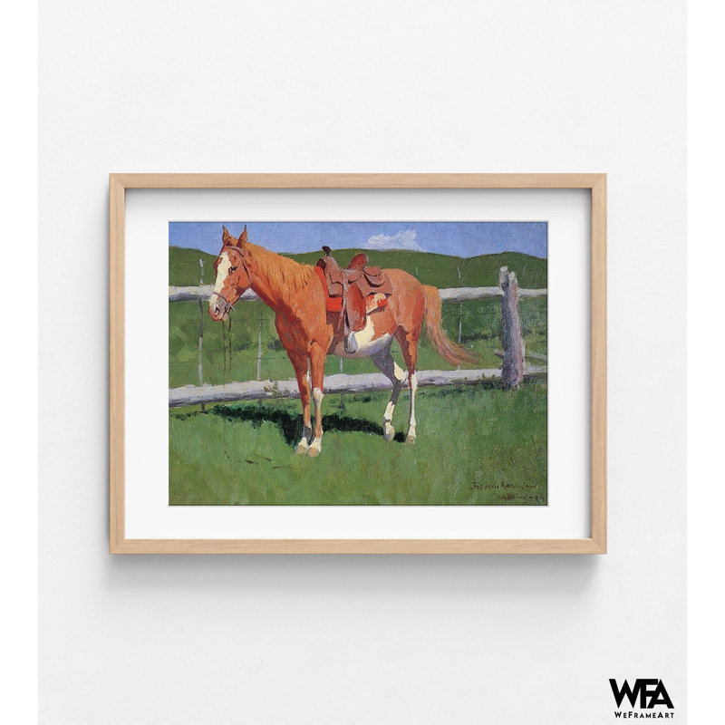 Étude de cheval - Wyoming par Frederic Remington, décoration murale chevaux, art mural rustique de ferme, décoration murale de chalet rustique ancien, idée de cadeau de fermier