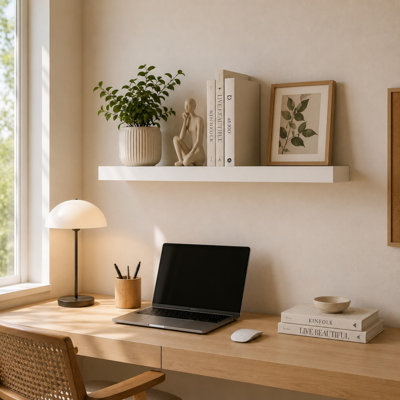 1 Piece 80cm MDF & Thick Steel Bracket Floating Shelve