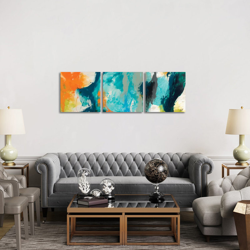 Tidal Abstract II - ensemble d'art mural sur toile tendue (ensemble de 3)