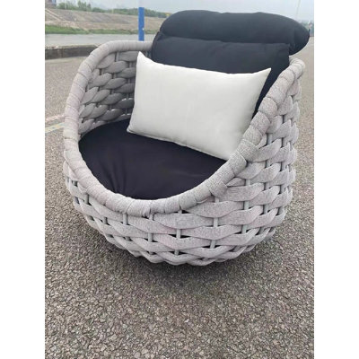 Cocaro Outdoor Aluminum Rope Weave Swivel Patio Lounge Chair in Gray