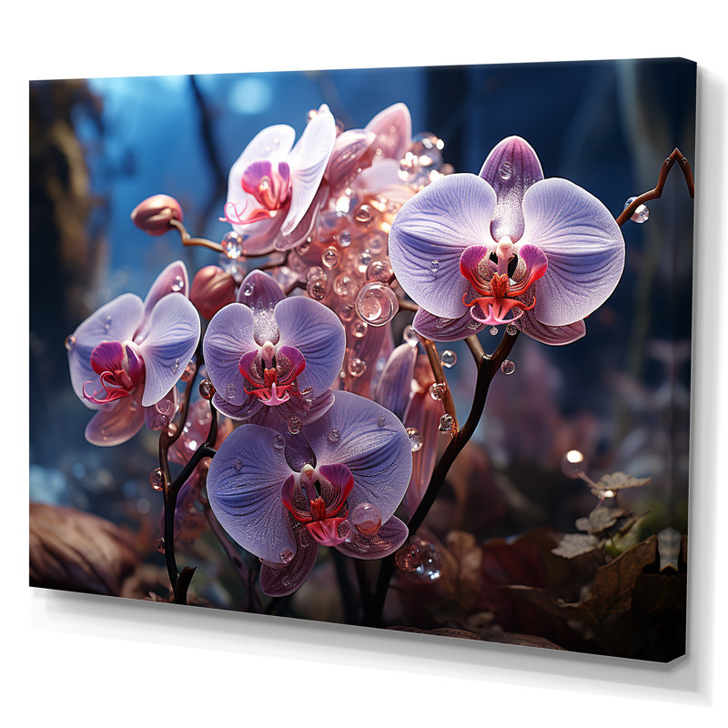 «Purple Orchids In Amethyst Hues Grow In Serenity», reproduction sur toile, Toile tendue, H 12 po x l 20 po x P 1 po