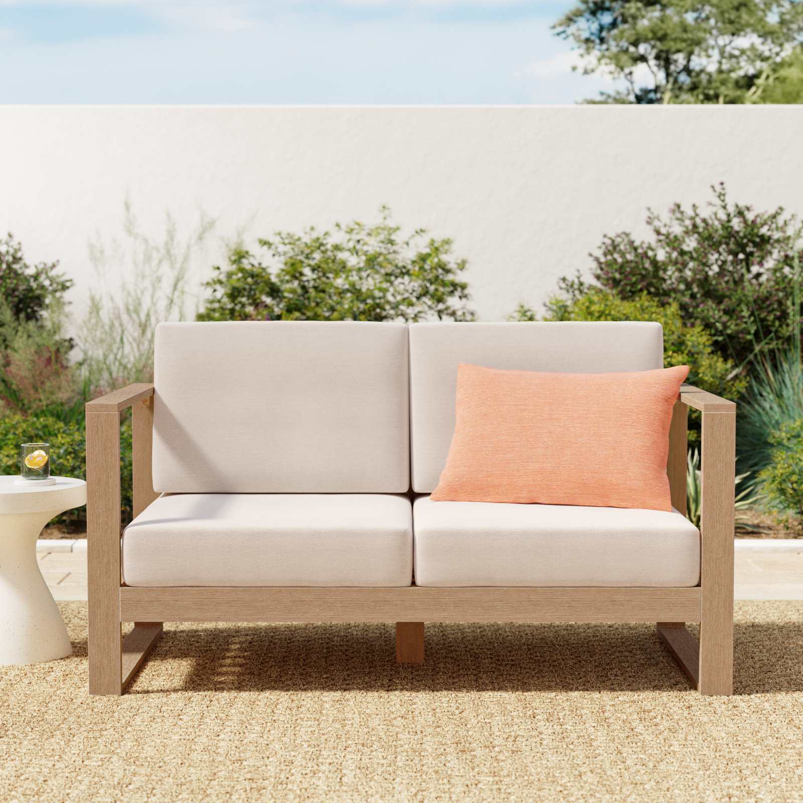 Cove 63" Eucalyptus Wood Patio Loveseat