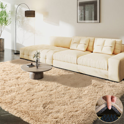 8 po x 10 pi de couleur unie Tapis à poils longs moelleux Tapis d'intérieur pour salon Chambre à coucher Chevet Chambre d'enfant