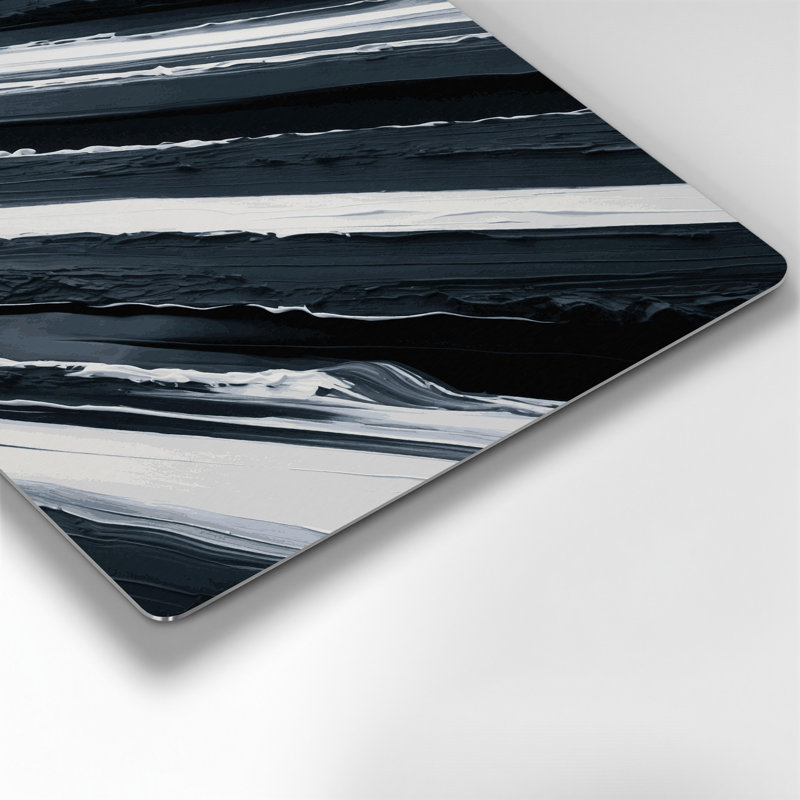 Art mural horizontal rayé gris foncé blanc gris métal, H 32 po x l 32 po