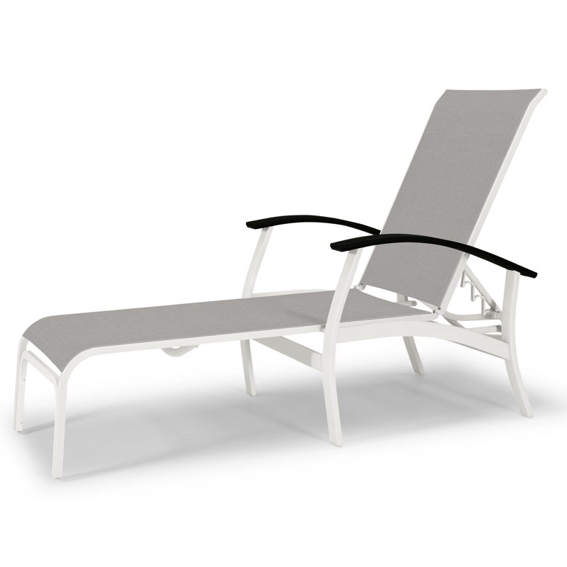 Askar Outdoor Rust-Resistant Metal Chaise Lounge, Black P70, Alloy Sunbrella®, Textured Snow