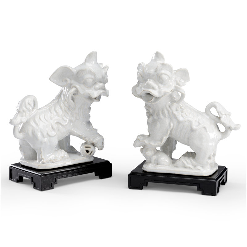 2 Piece Chinese Dogs Figurine Set