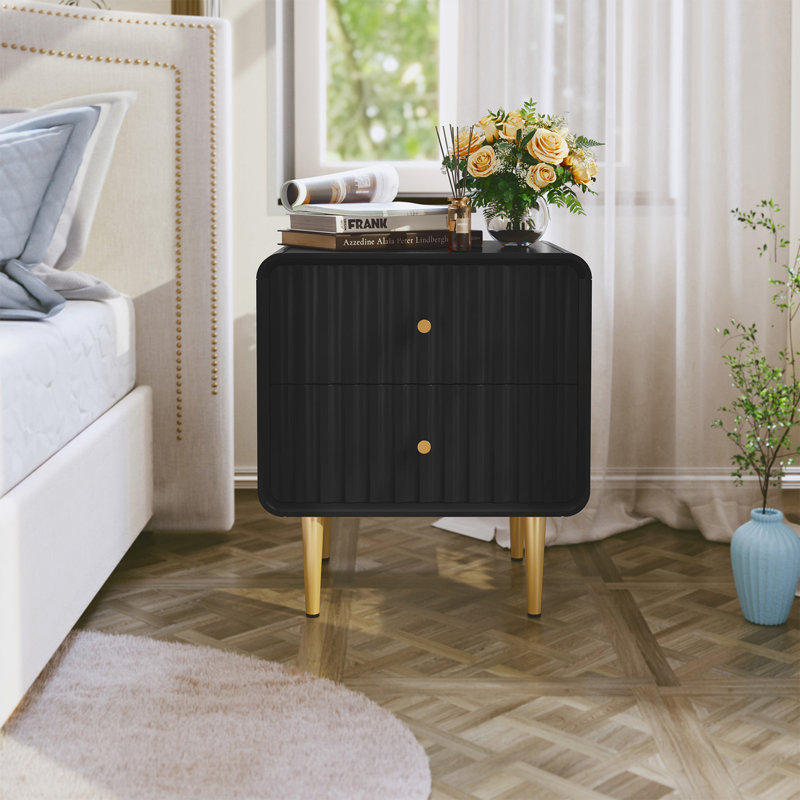 Table de chevet moderne l 19,6 po (ensemble de 2), Noir, Ensemble de 2