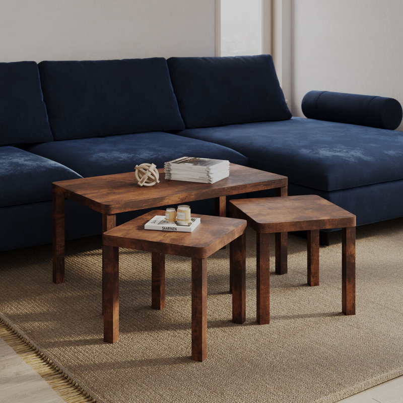 3 - Piece Living Room Table Set, Rustic Brown