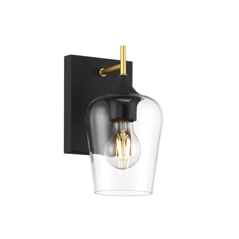 1 - Light Dimmable Armed Sconce, Matte Black