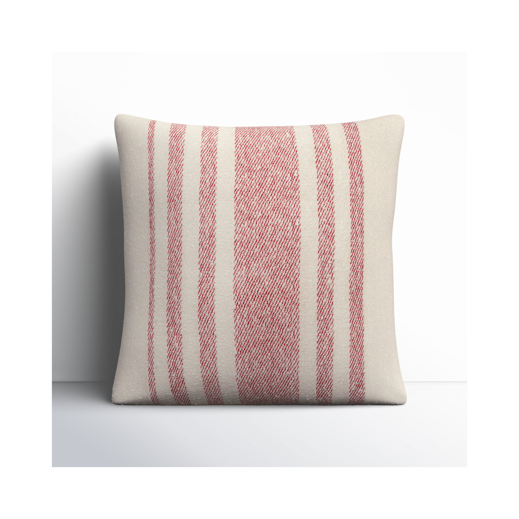 Sorden Striped Cotton Throw Pillow, 20" x 20", Coral, Polyester/Polyfill