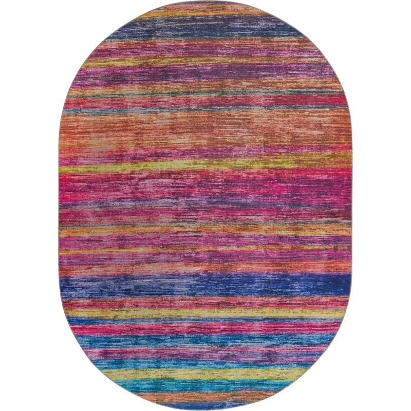 Ikhasa Chenille Abstract Indoor Rug, Oval 7'6" x 10'6"