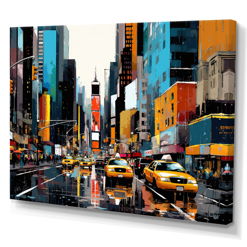 Jaune sarcelle jaune - New York, Toile tendue, H 34 po x l 44 po