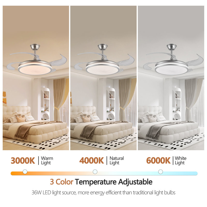 Ventilateur de plafond moderne à DEL 42 pouces 2 niveaux avec lumière et télécommande