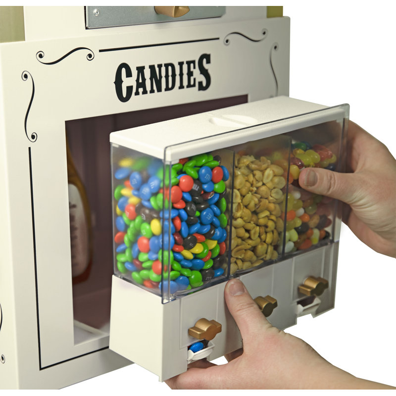 Nostalgia Popcorn Maker Professional Cart, Kettle Makes Up to 32 Cups With Candy Dispenser, Ivory