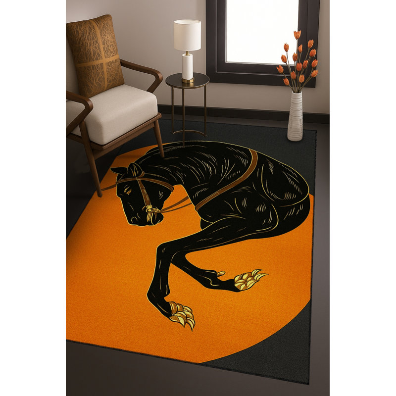 Tapis bleu tissé lavable rétro Mosso, 2'6" x 9'10"