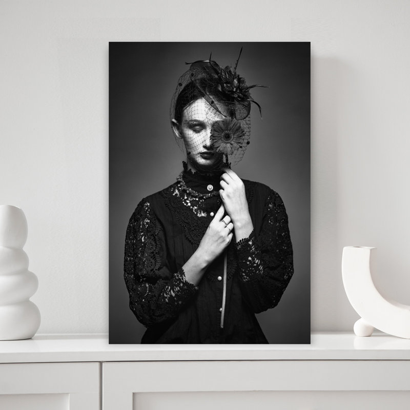 Art mural contemporain abstrait noir et blanc, H 18 po x l 12 po