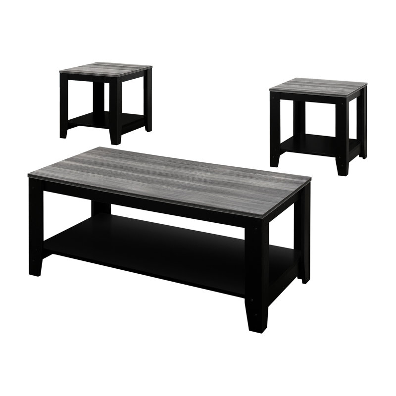 Table noire et grise pour différentes pièces: table basse, 2 tables de bout: 3 pièces dans l'espace familial
