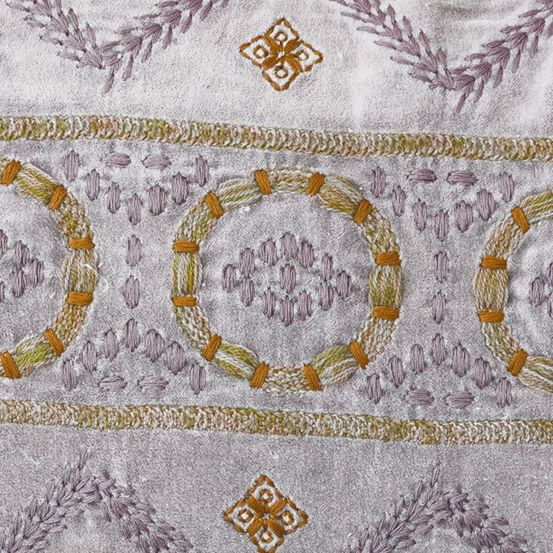 Mauve Cotton Velvet Embroidered Lumbar Pillow