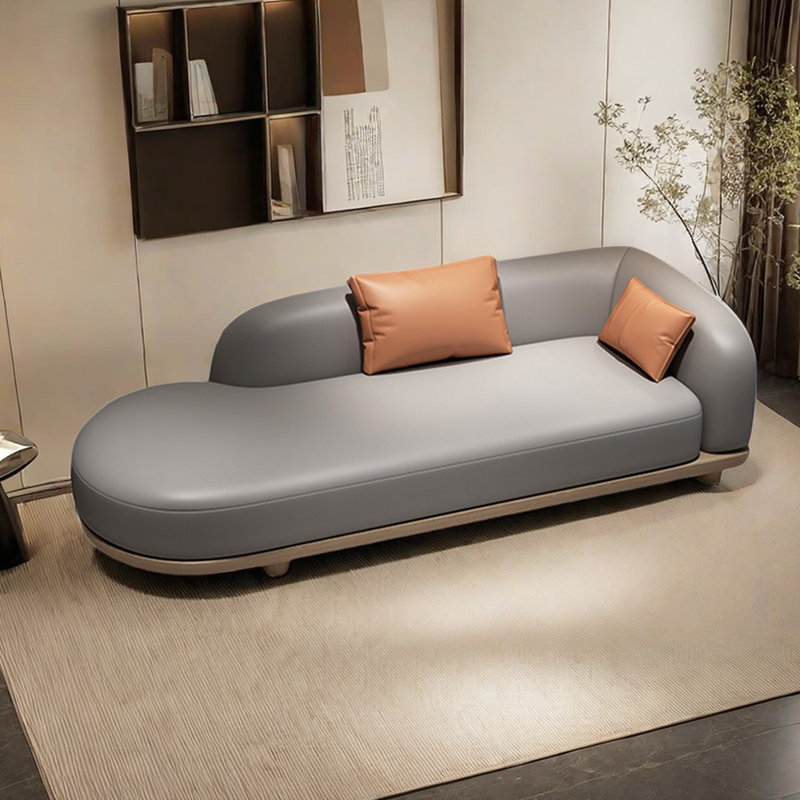 Chaise longue intérieure confortable: Chaise longue rembourrée avec cadre en bois massif, Accoudoir à droite (vu de face)