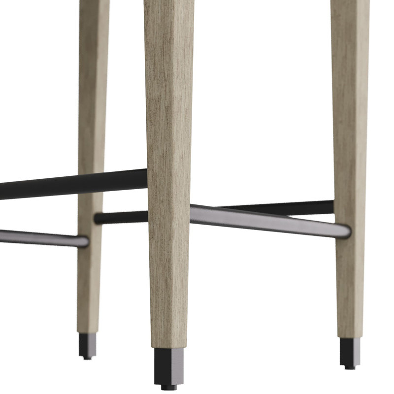 Burdock Bar Stool, Black Leather, Counter Stool (27” Seat Height)
