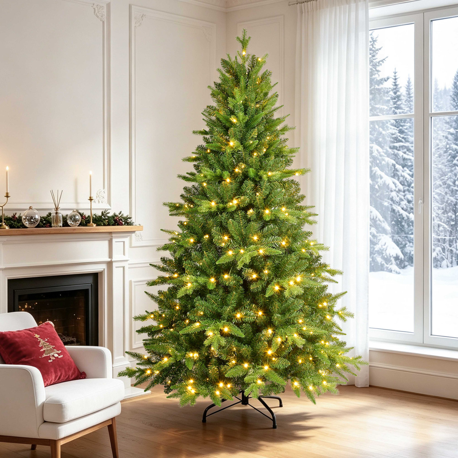 Pre-Lit Spruce Christmas Tree, 5'
