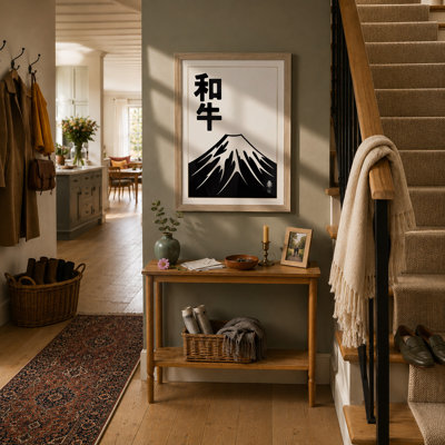 Mount Fuji In Black Japandi - Print