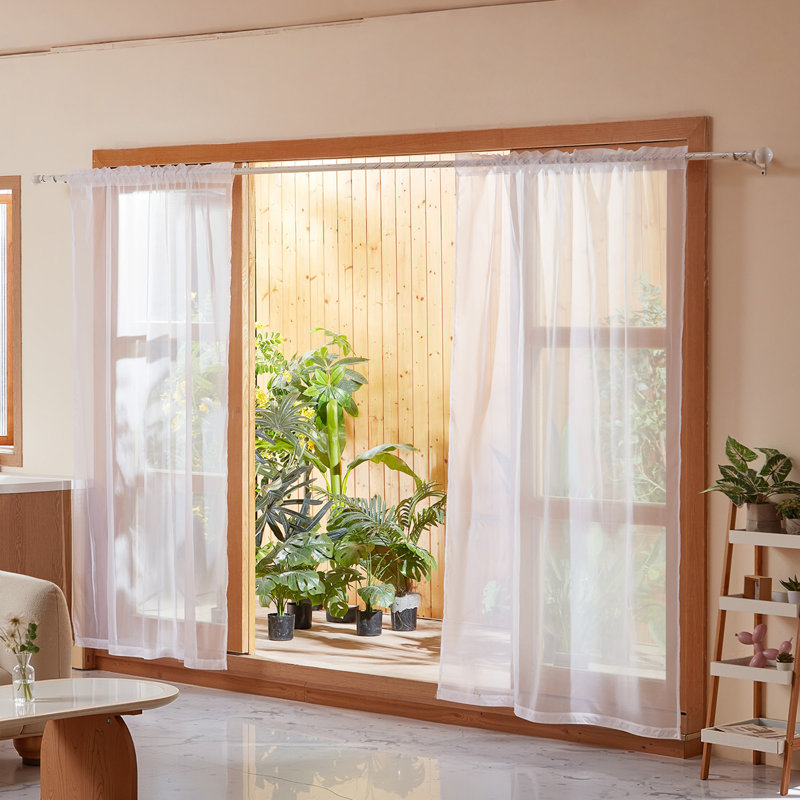 Sheer Polyester Window Curtains 42 W X 84 L Inches, 2 Panels, Rod Pocket, Light-Filtering And Elegant, 42" W x 84" L