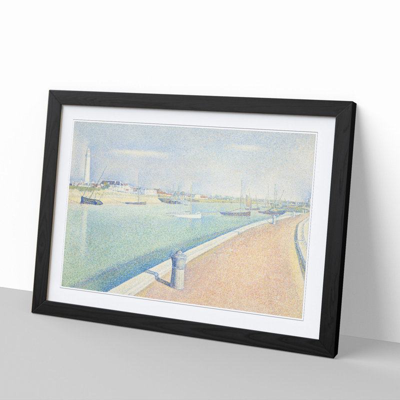 The Channel at Gravelines Vol.1 by Georges Seurat - Picture Frame Painting on MDF, Black Framed, 27cm H x 36cm W x 2cm D